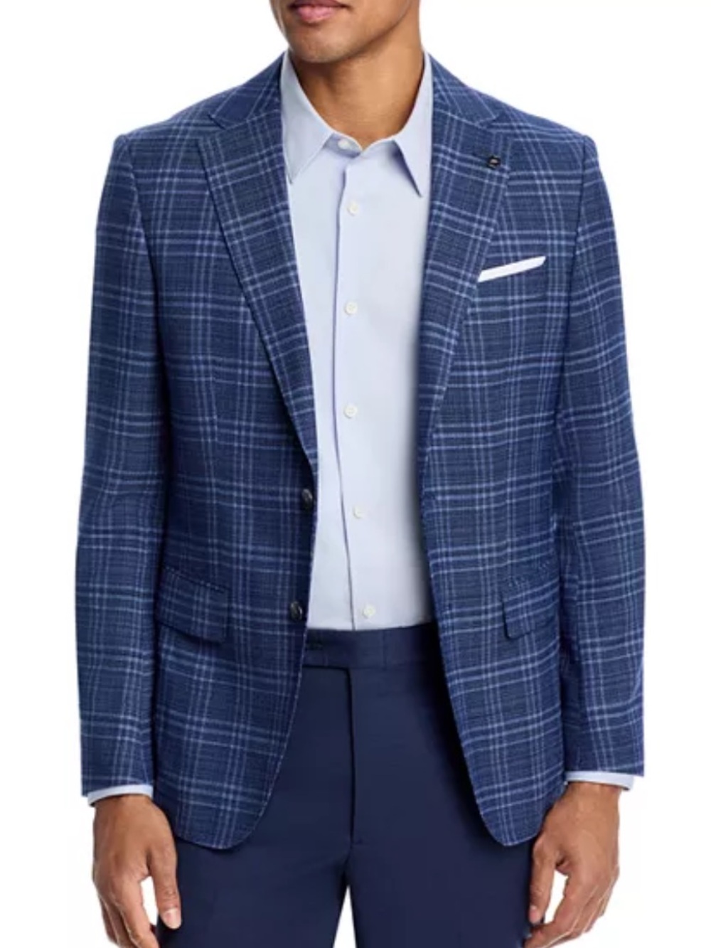 BOSS Hutson Navy Plaid Slim Fit Sport Coat – 38S (Altered from 38R) – Worn Once
